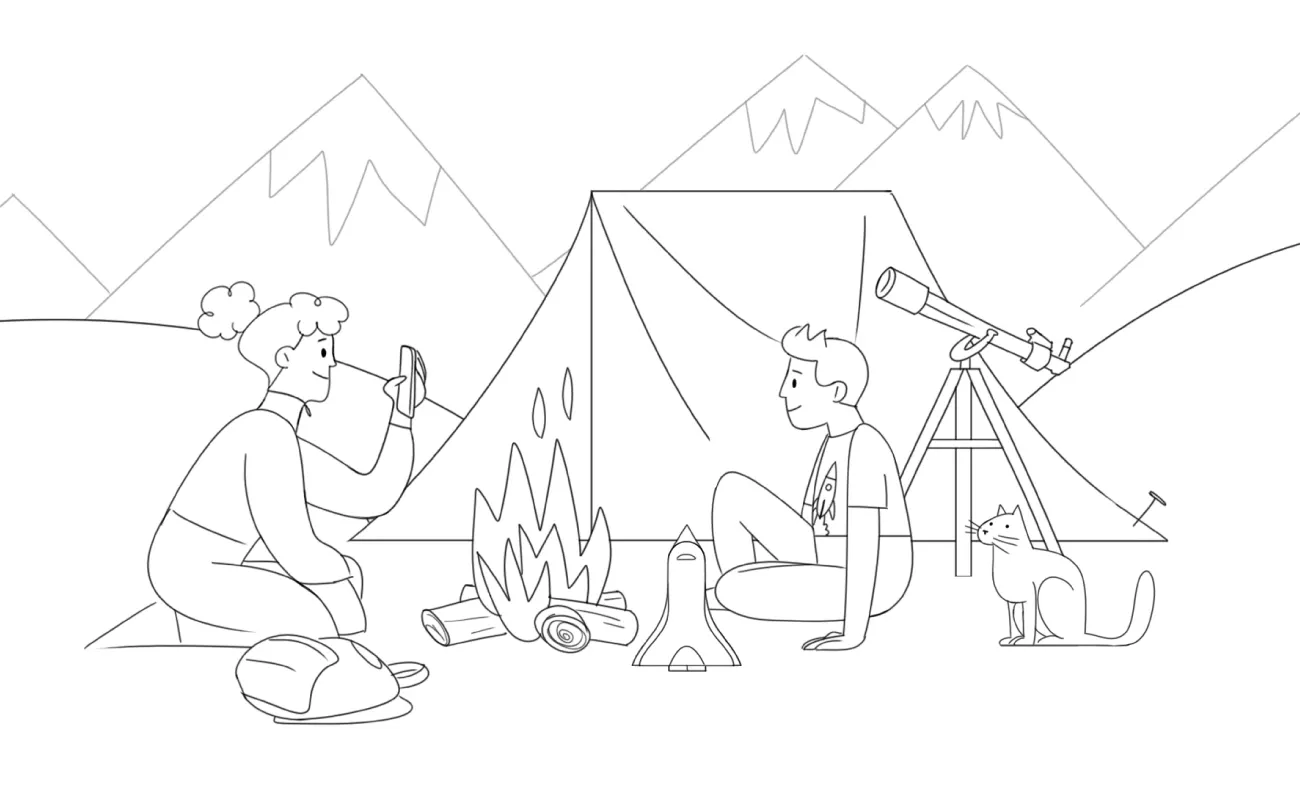 storyboard sketch for picnic scene