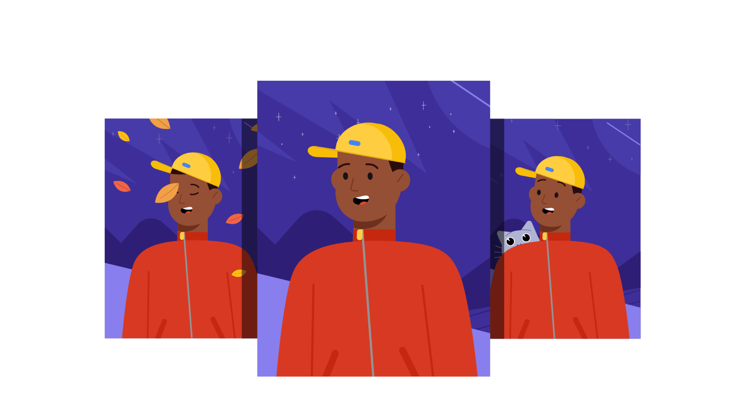 illustration explaining "top-shot" feature, showing side by side pictures and the middle one is chosen as the best of three